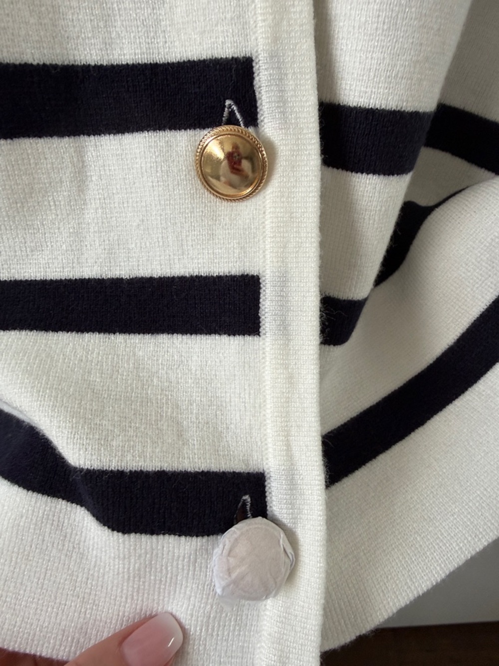 Jillian Harris Smash Tess Striped Crewneck Cardigan Sweater from the Jilly box - Picture 5 of 5